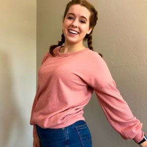 Luca + Grae Pink ribbed knit sweater